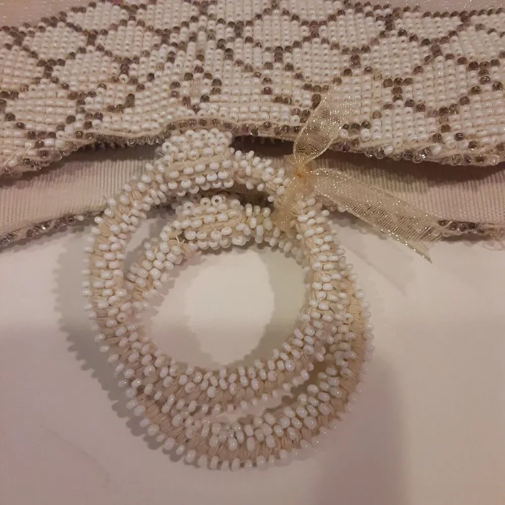 Vintage Czechoslovakia Beaded Mini Purse w/ Finger Rings